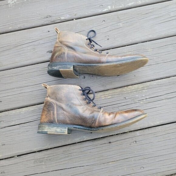 Bed Stu Louis Rustic Teak Brown Distressed Lace-up Leather Ankle Dress Boots 12‎ main image 7